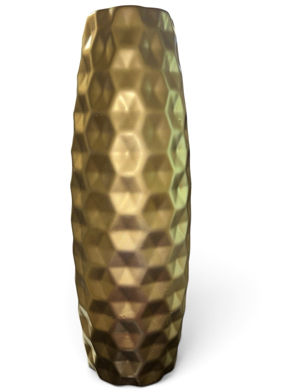 SO&SEWS Upcycled 15” Tall Metallic Gold Geometric Dimpled Ceramic Vase - Picture 3 of 3